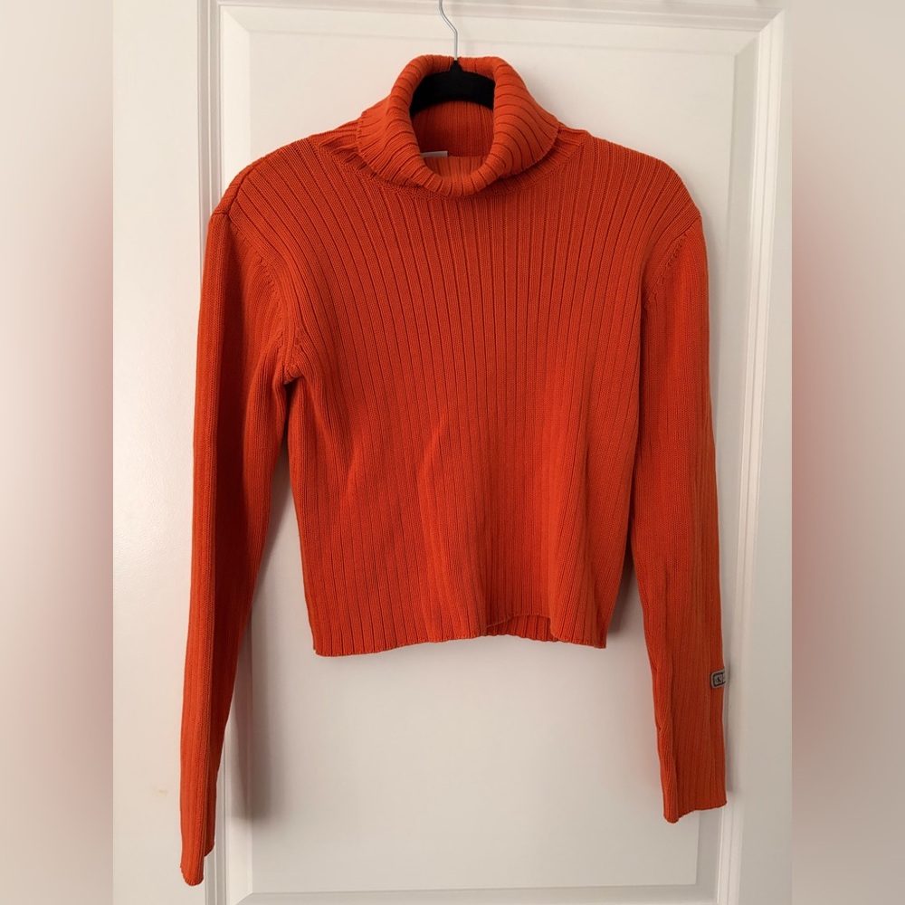 Calvin Klein Vintage Cotton Orange Turtleneck Sweater - L